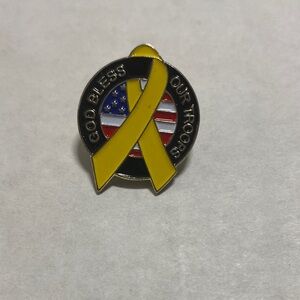 Yellow Ribbon 'God Bless Our Troops' Pin vest pin biker patriotic military
